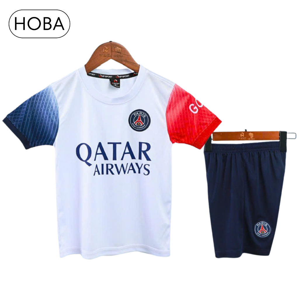 Quần áo bóng đá trẻ em, đồ đá banh trẻ em CLB PSG Paris Saint Germain trắng