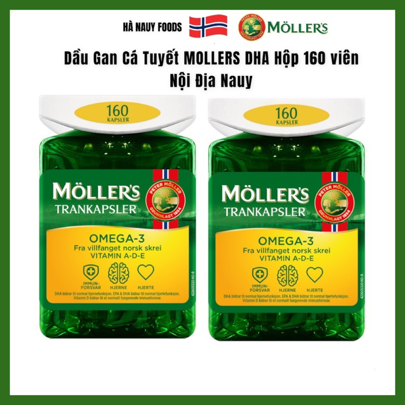 Dầu Cá Omega-3 DHA MOLLERS TRANKAPSLER Nauy Hộp 160 viên - Dầu Cá Nauy
