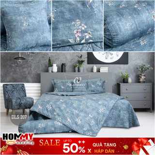 🍁 Mẫu Chăn Ga Gối 🍁 Hanvico Blue Sky DLS207 vải cotton cao cấp (bán lẻ ga chun / vỏ chăn / đôi vỏ gối)