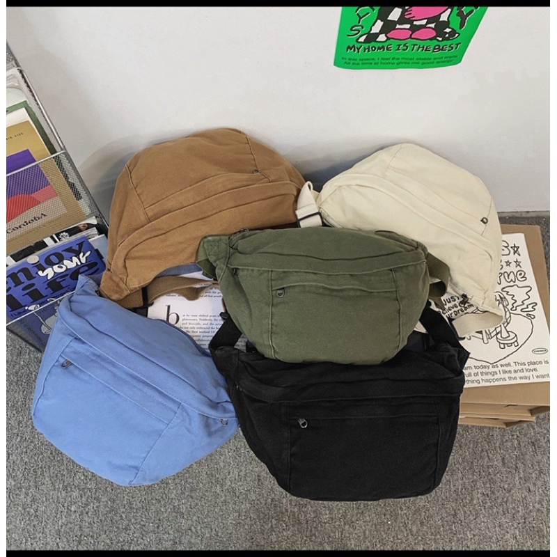 Túi vải canvas Túi bao tử nam nữ unisex Túi vải bố cá tính