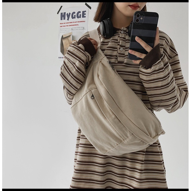 Túi vải canvas Túi bao tử nam nữ unisex Túi vải bố cá tính