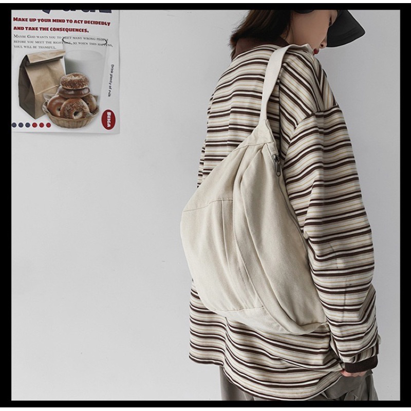 Túi vải canvas Túi bao tử nam nữ unisex Túi vải bố cá tính