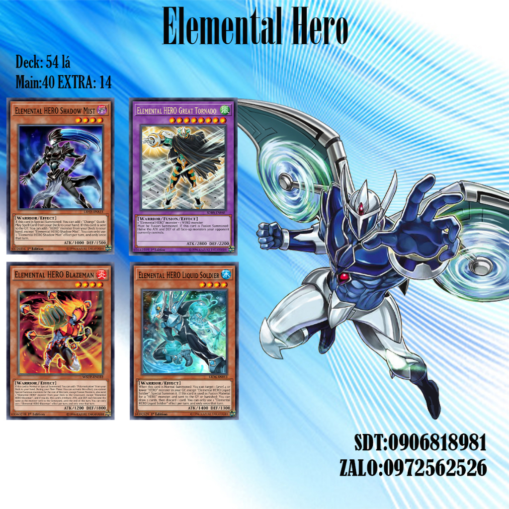 [BÀI IN] Bài YuGiOh - Bộ 54 lá bài Elemental Hero - Elemental Hero Deck - Card Game VN Giá Rẻ