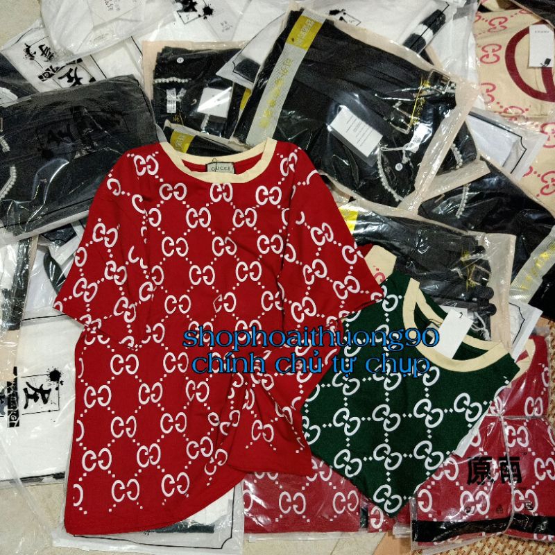 Áo phông rộng tay lỡ GG phối viền cổ đẹp ( ảnh sàn tự chụp )