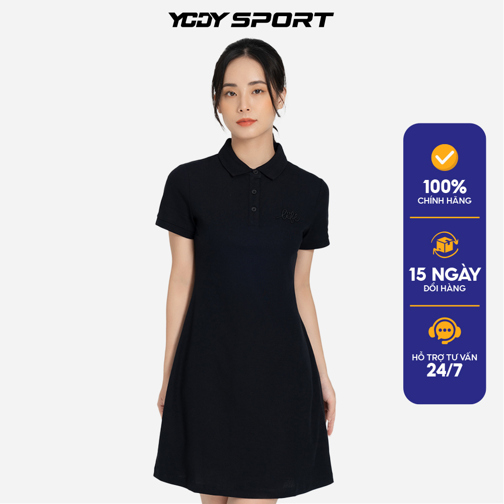 Đầm polo thể thao nữ YODY vải mắt chim co giãn, thấm hút mồ hôi, thoải mái VPN5004