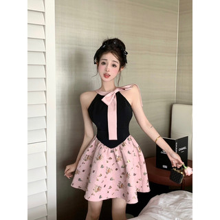 Váy yếm thắt nơ phong cách tiểu thư[Hàng order Taobao 12-14 ngày]