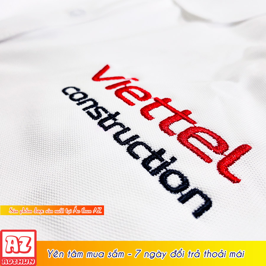 Áo thun đồng phục Viettel Construction màu đỏ tươi - đen - trắng - Viettel xây dựng AT42