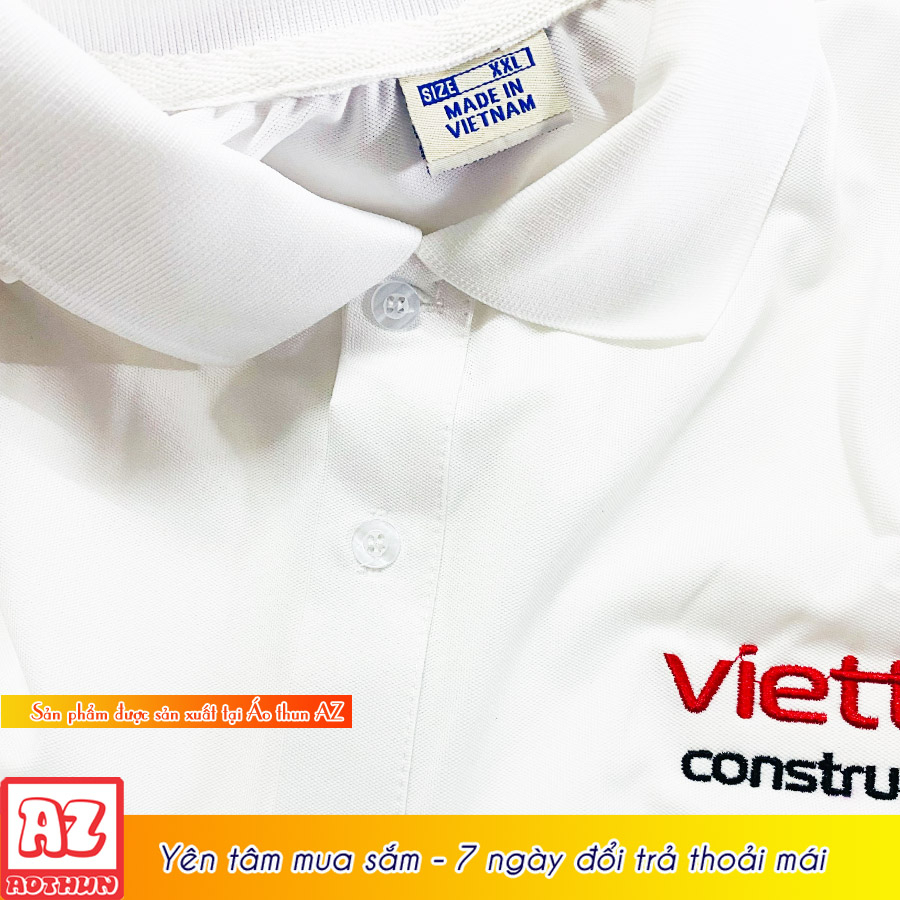 Áo thun đồng phục Viettel Construction màu đỏ tươi - đen - trắng - Viettel xây dựng AT42