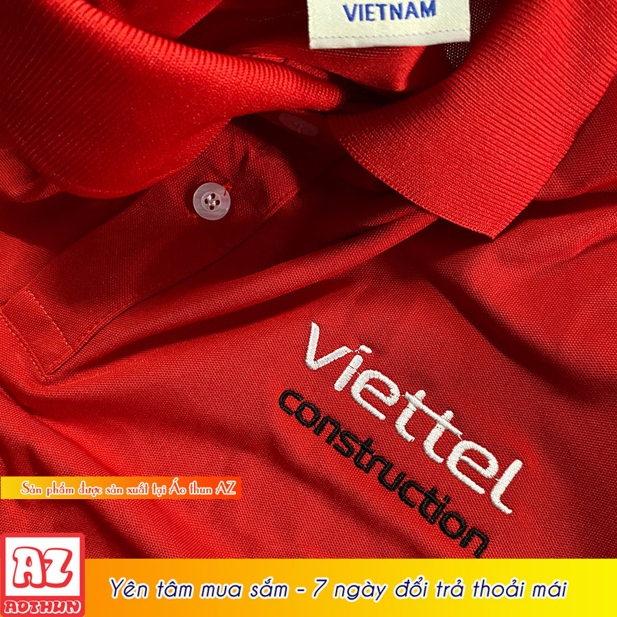 Áo thun đồng phục Viettel Construction màu đỏ tươi - đen - trắng - Viettel xây dựng AT42