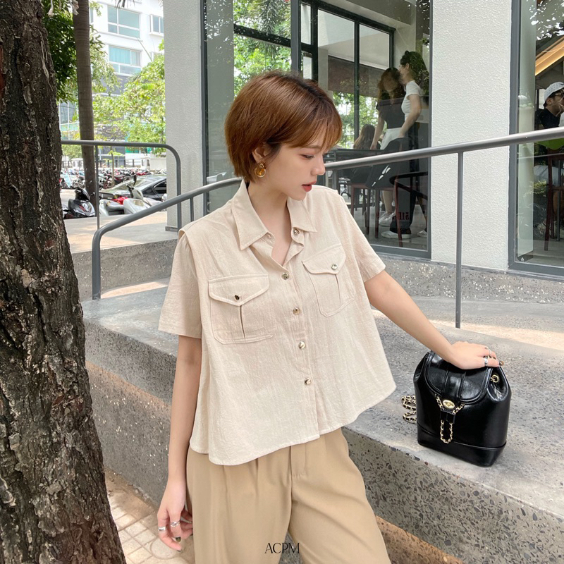 Meriah Shirt / Áo sơ mi vải linen dáng ngắn