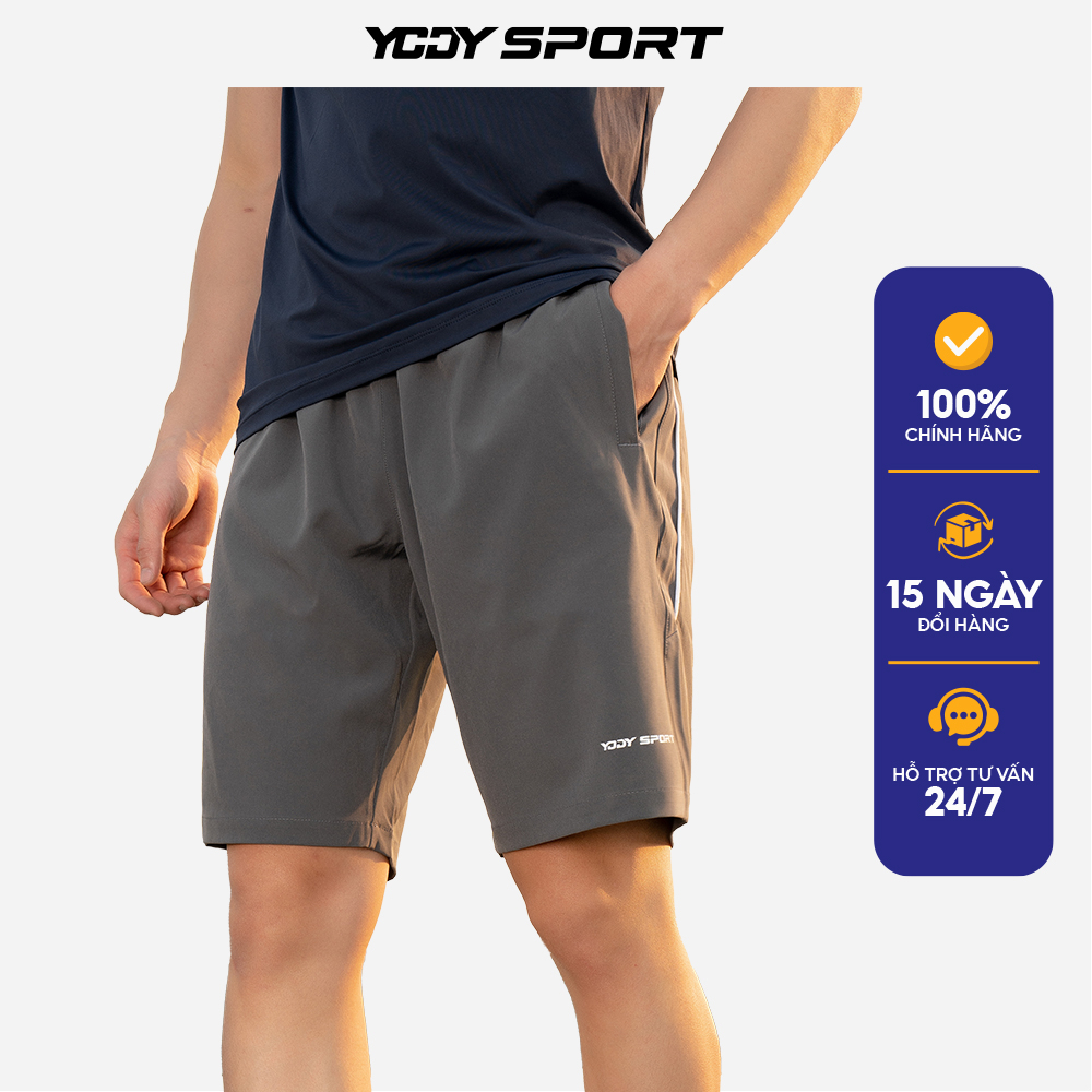 Quần short thể thao nam YODY vải dù lưng chun co giãn thoáng mát SQM5003