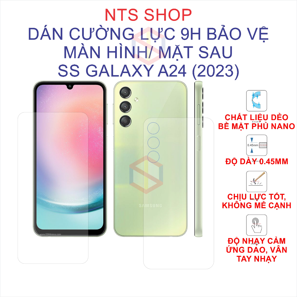 Dán cường lực dẻo 9H bảo v màn hình, mặt sau Galaxy A24/ A14/ A34/ A54 (2023)