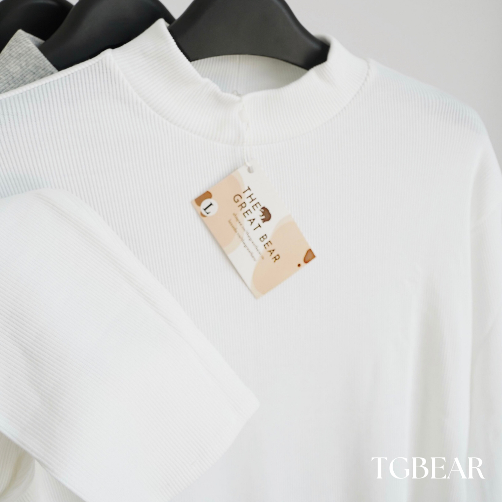 Áo thun gân len cổ lọ 4 phân tay dài - TG BEAR