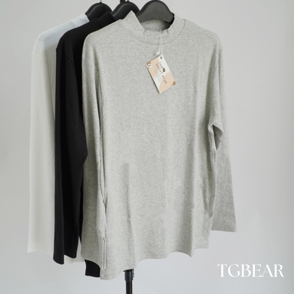 Áo thun gân len cổ lọ 4 phân tay dài - TG BEAR