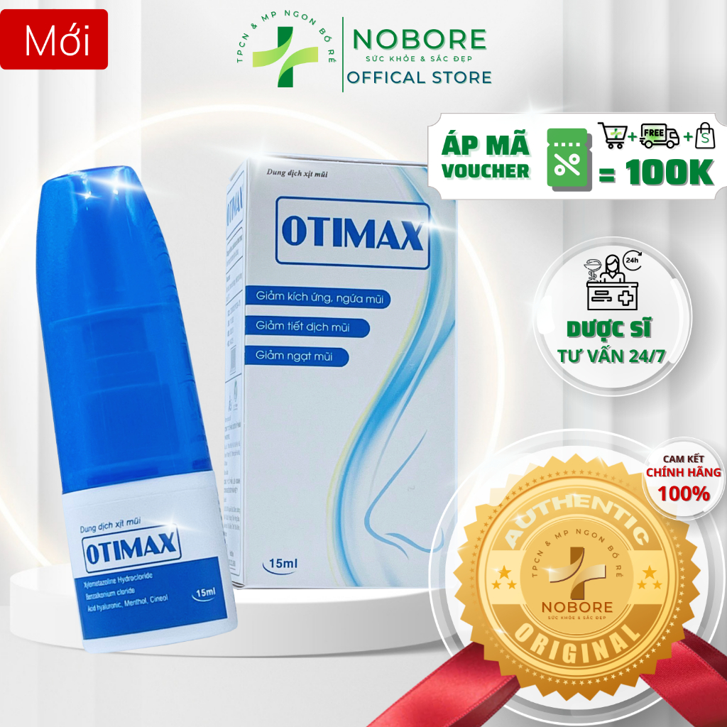 Xịt Vệ Sinh Mũi Otimax Giảm Kích Ứng, Ngứa Mũi, Ngạt Mũi, Chảy Nước Mũi, Viêm Xoang Mũi Họng, Cảm Lạnh Hiệu Quả | NOBORE