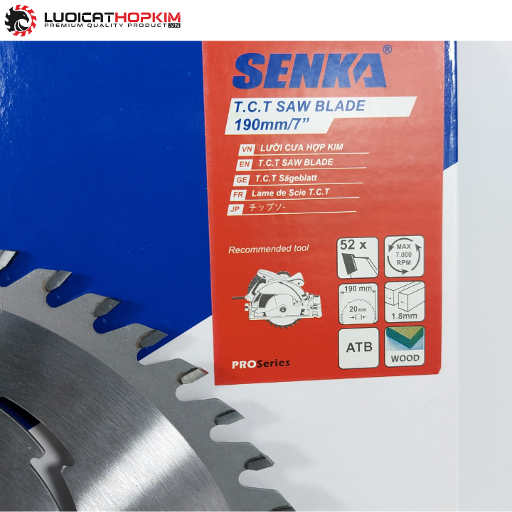 Lưỡi cắt gỗ hợp kim 190mm 52 răng SENKA
