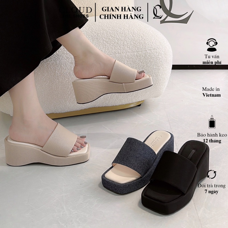 Dép đế xuồng CL quai ngang gót 6cm