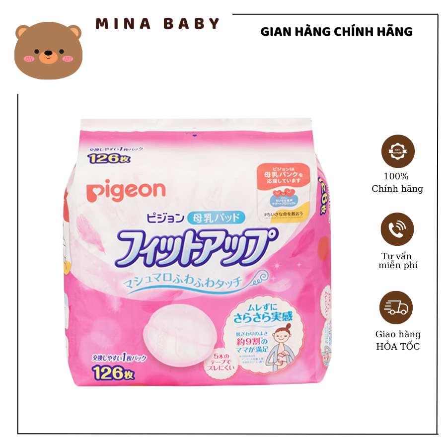 Miếng Lót Thấm Sữa Pigeon Nội Địa Nhật Cộng Miếng 126 + 10 Miếng Siêu Thấm Hút, Chống Trào Ngược
