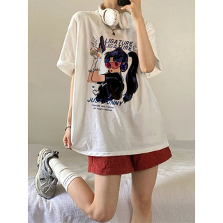 FOCUS local brand Áo phông trắng nữ vintage thời trang nữ áo oversize unisex 100%cotton