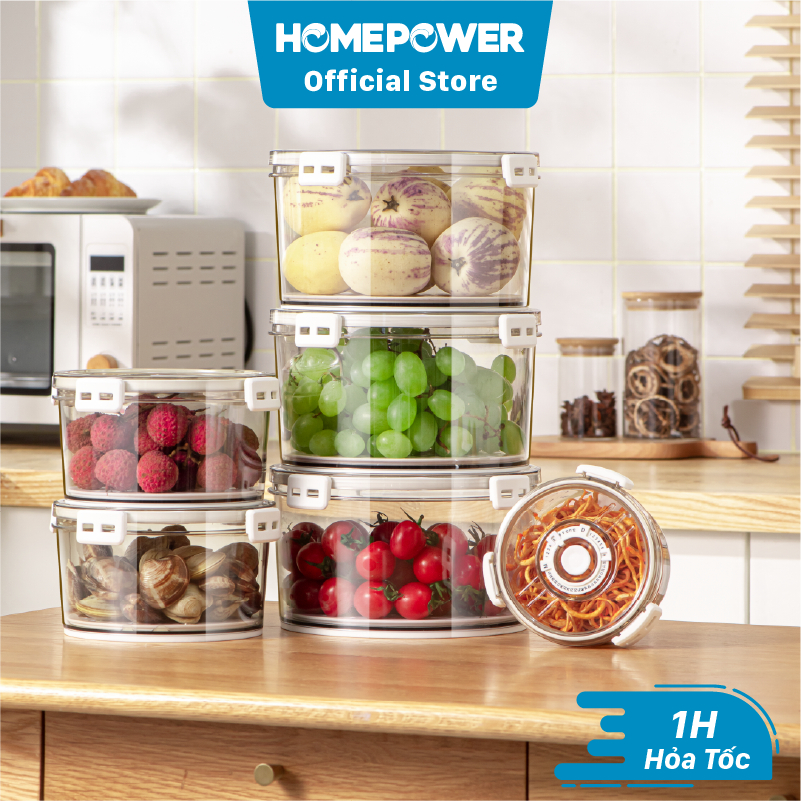 Hộp đựng thực phẩm hình tròn Homepower HT, hộp bảo quản thực phẩm tủ lạnh cao cấp