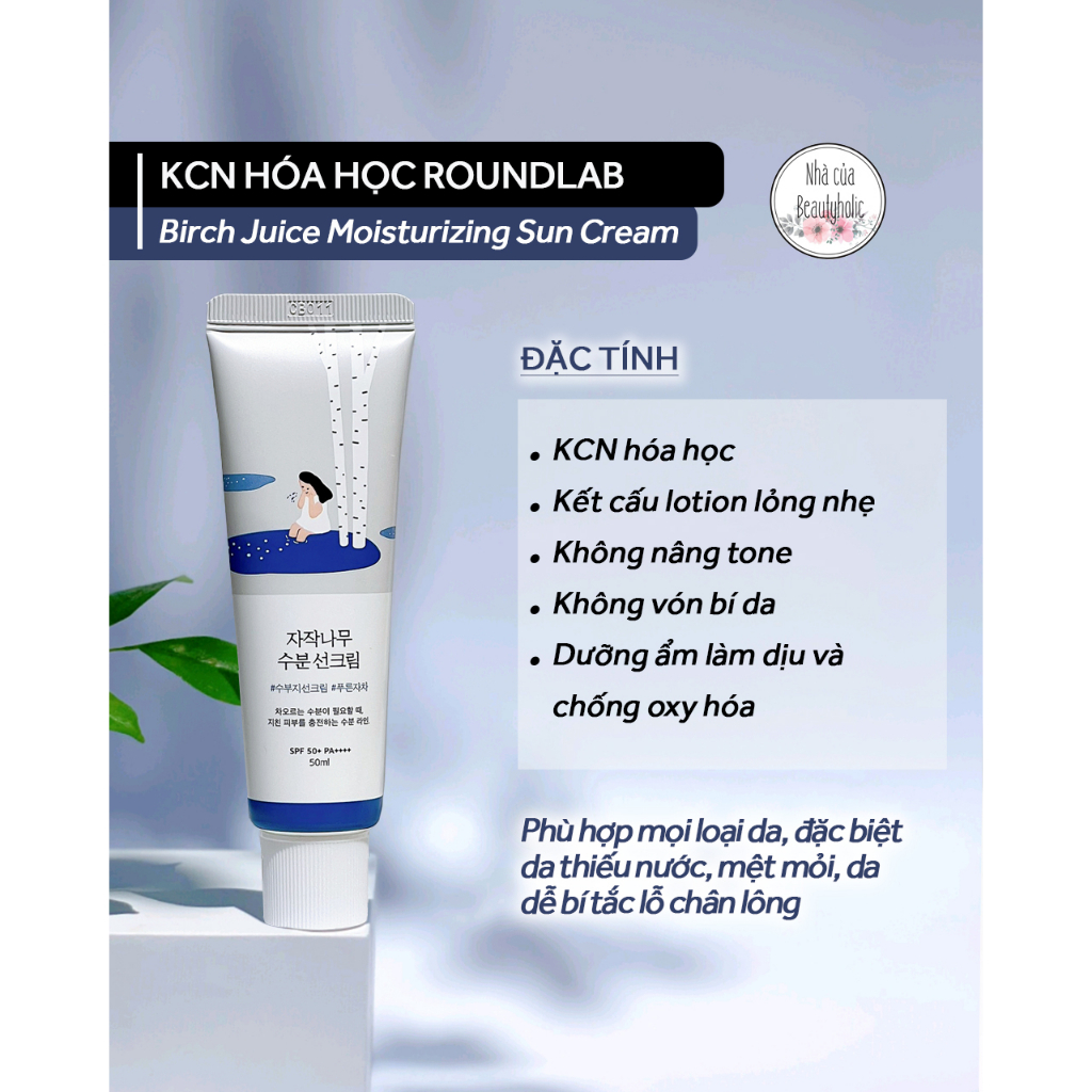 Kem chống nắng hóa học bạch dương ROUNDLAB BIRCH JUICE MOISTURIZING SUN CREAM