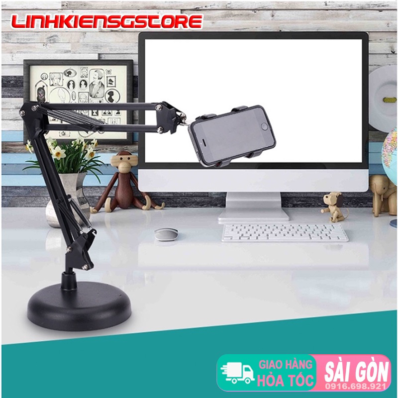 Giá điện thoại để bàn chân gấp đế tròn điều chỉnh được linh hoạt {{linhkiensgstore}}