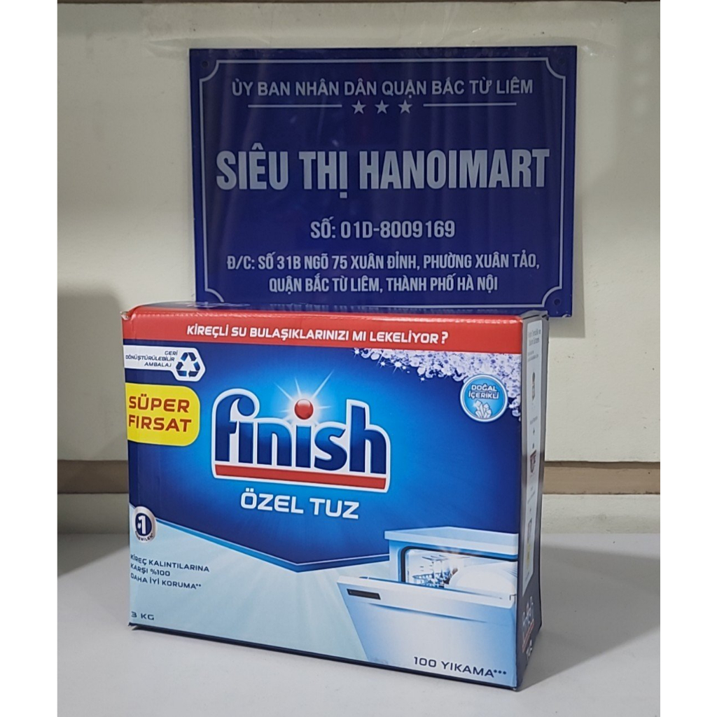 Muối rửa bát finsih 3kg, Finish muối làm mềm nước Finish NHẬP KHẨU CHÍNH HÃNG dùng cho máy rửa bát