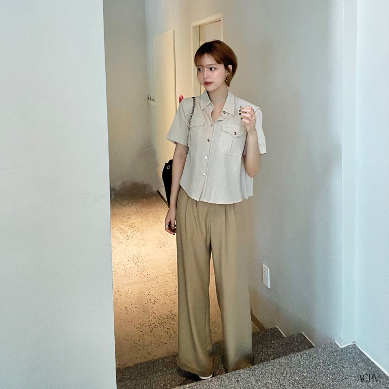 Meriah Shirt / Áo sơ mi vải linen dáng ngắn