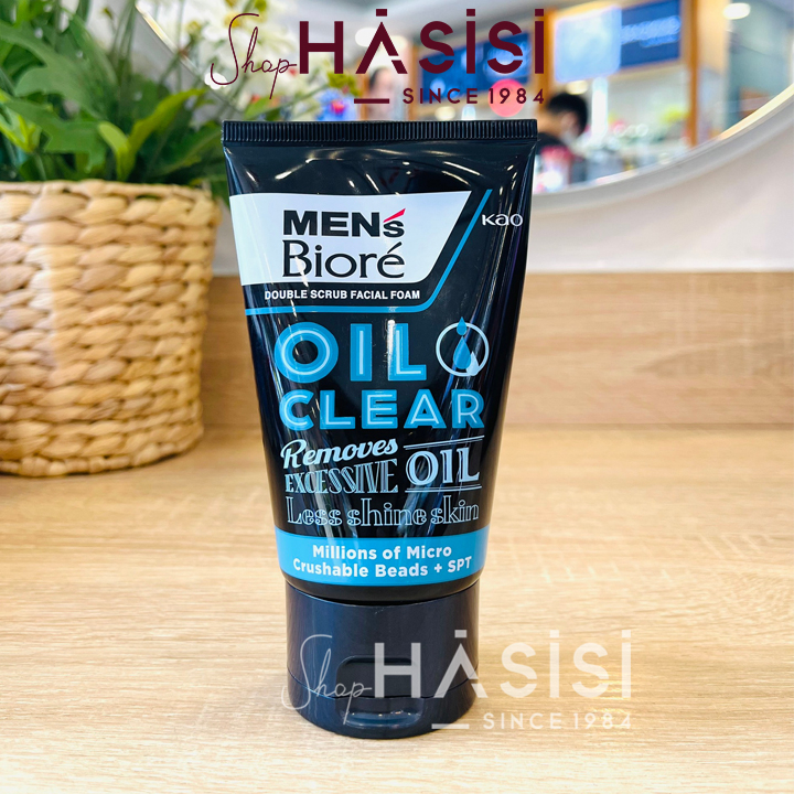 Sữa Rửa Mặt BIORE - Mens Double Scrub Facial Foam Oil Clear 100g