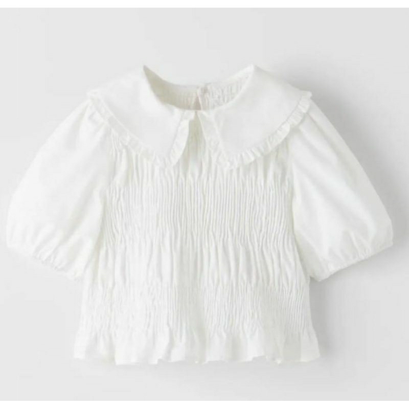 ZARA AUTHENTIC ( Có ảnh thật ) Áo kiểu chun Zara màu trắng size 4-5y