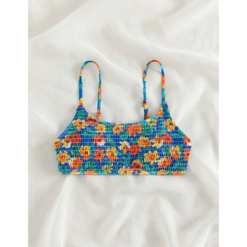 Áo Tops Bikini Nữ Thêu Smock Hoa