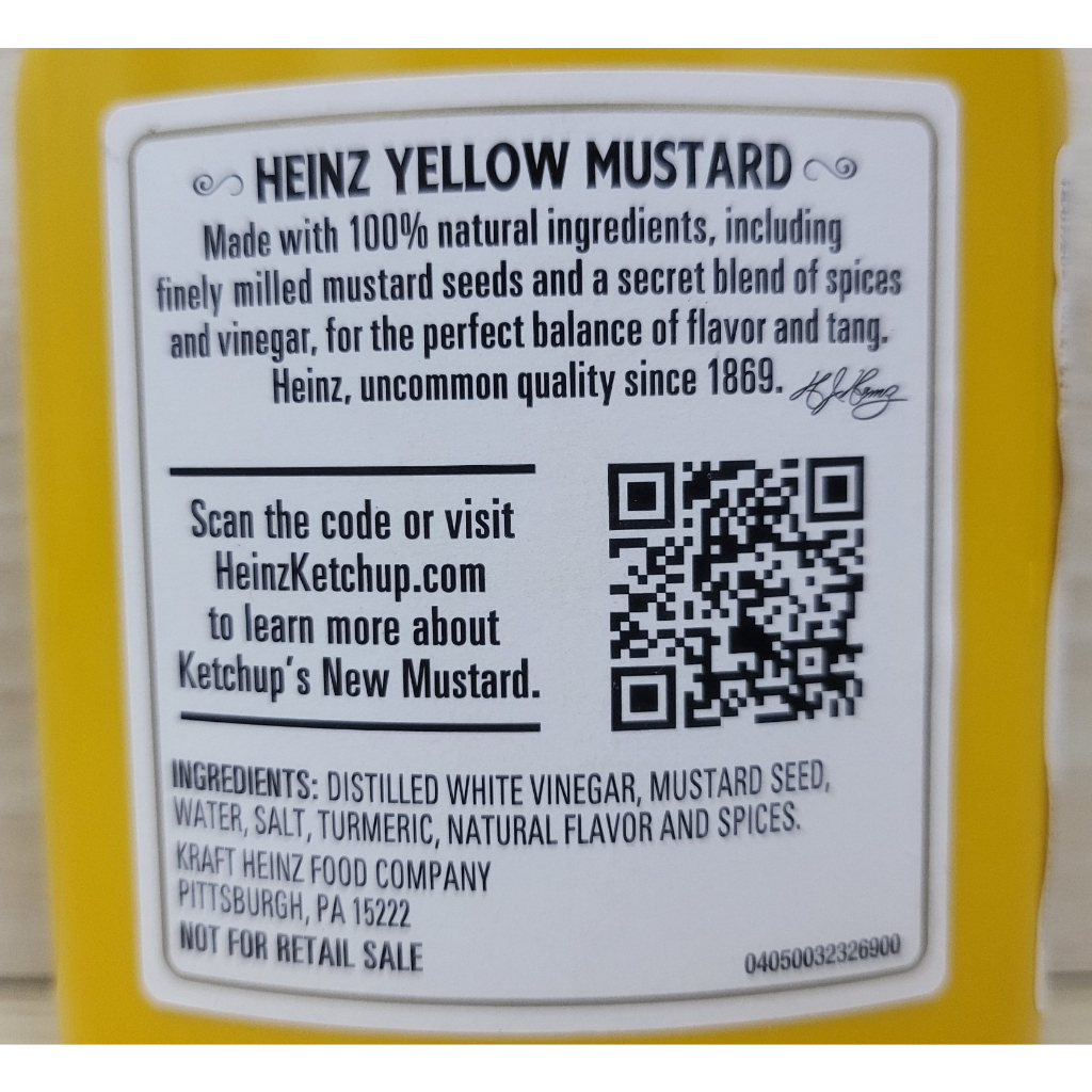 HEINZ  MÙ TẠT VÀNG Yellow Mustard