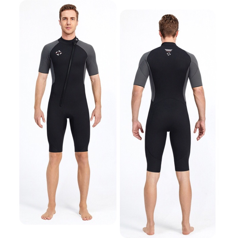 Đồ bơi giữ nhiệt cho nam Dive&Sail D332179 dày 3mm liền thân,tay ngắn quần ngắn giữ ấm cản gió, dây kéo trước, wetsuit.