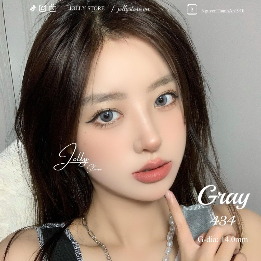 Kính áp tròng LUNA EYES 434 Gray Lens cận Jolly không giãn