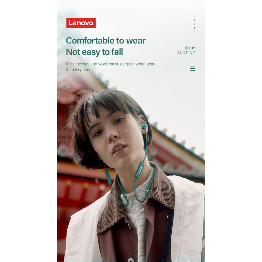 Tai nghe thể thao Bluetooth Lenovo SH1 - Giảm ồn - Chống nước - màu ĐEN