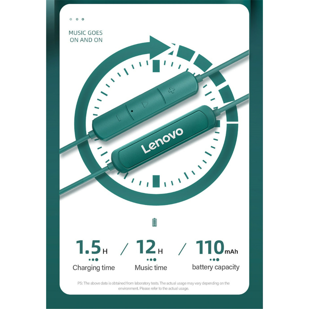 Tai nghe thể thao Bluetooth Lenovo SH1 - Giảm ồn - Chống nước - màu ĐEN