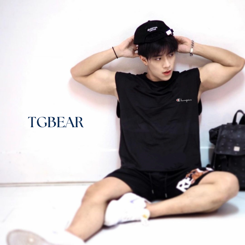 Áo thun sát nách gym tanktop logo hiệu Champions - TG BEAR