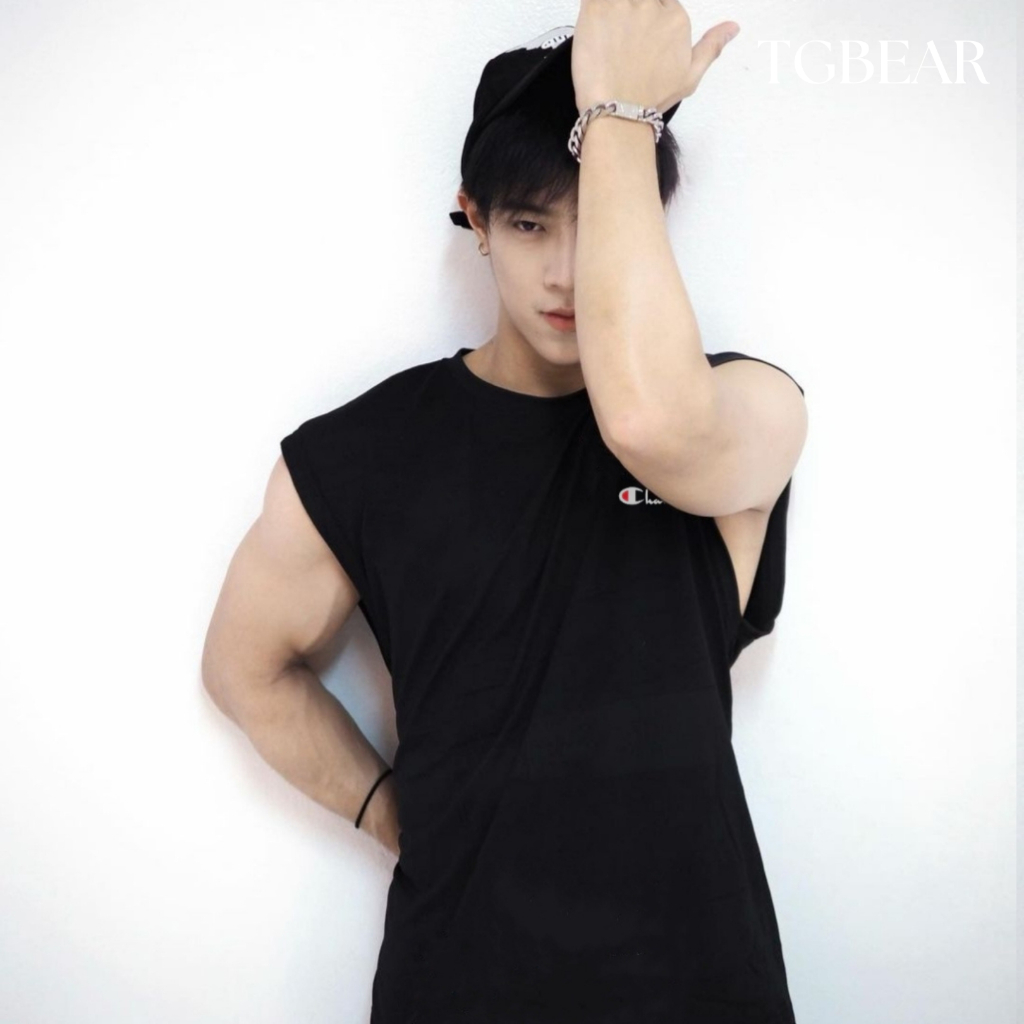 Áo thun sát nách gym tanktop logo hiệu Champions - TG BEAR