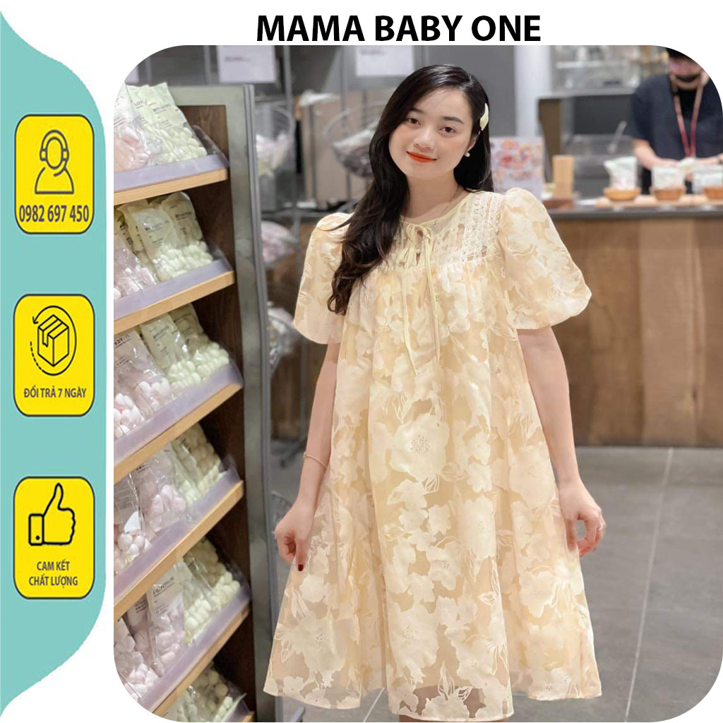 VÁY BẦU CÔNG SỞ DỰ TIỆC SANG CHẢNH-ĐẦM BẦU THIẾT KẾ BABAYDOLL REN HOA NỔI XINH XẮN ĐI LÀM ĐI CHƠI BIGSIZEI RE