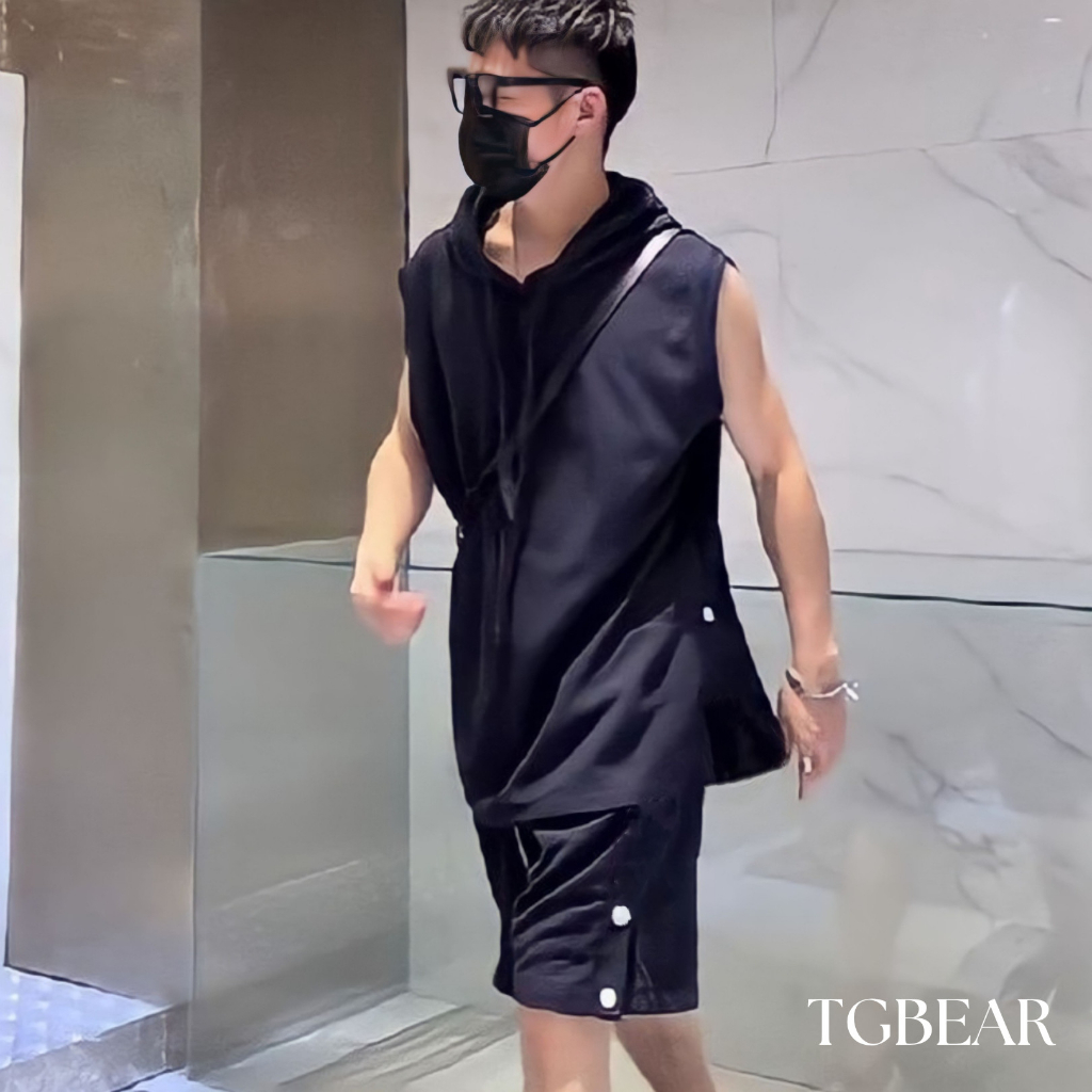 Bộ Áo Quần Thể Thao Nam TankTop Có Nón - TG Bear