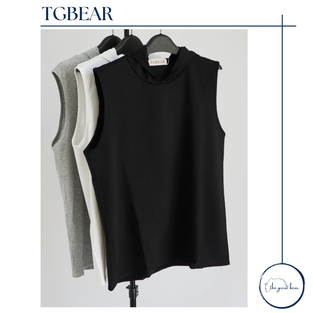 Áo thun cotton nam tanktop gym có nón - TG Bear