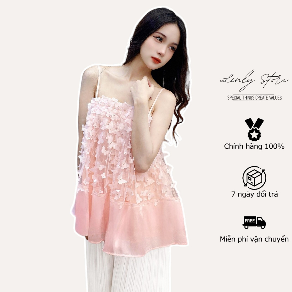 Áo 2 dây nữ kiểu trễ vai dáng xòe Linly Store A-2D2