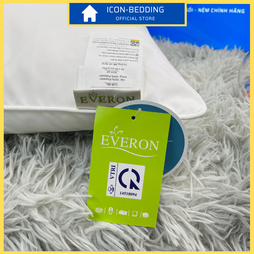 Ruột Gối Nằm Cao Cấp Everon 45x65cm, Gối Classic Cao Siêu Êm Ái - Hàng Chính Hãng