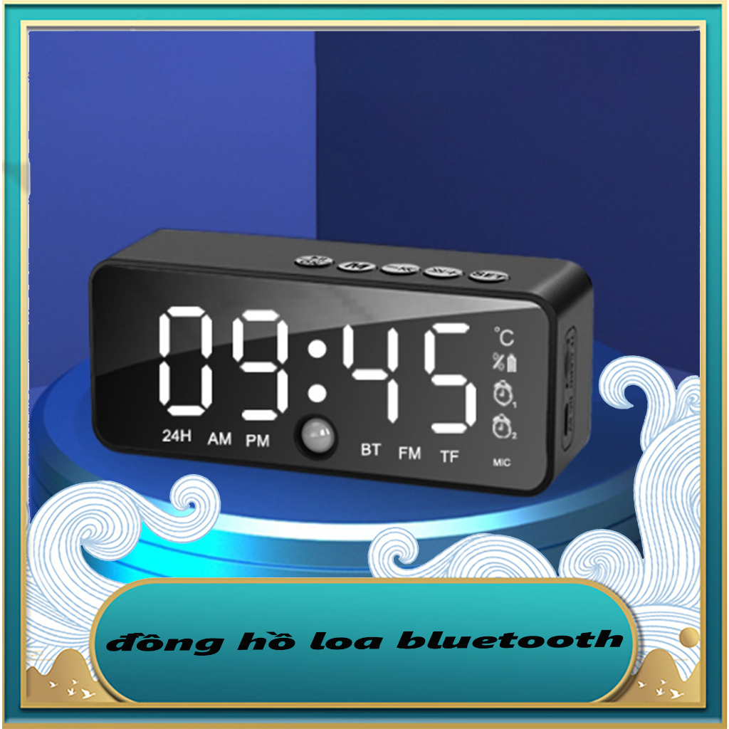 Loa Bluetooth kiêm đồng hồ báo thức Loa mini không dây nghe nhạc làm đèn ngủ màn hình gương
