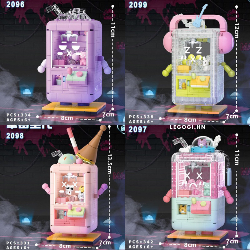 Đồ chơi xếp hình Legogi MÁY GẮP THÚ DOLL MACHINE mô hình lắp ráp trang trí phòng quà tặng sinh nhật