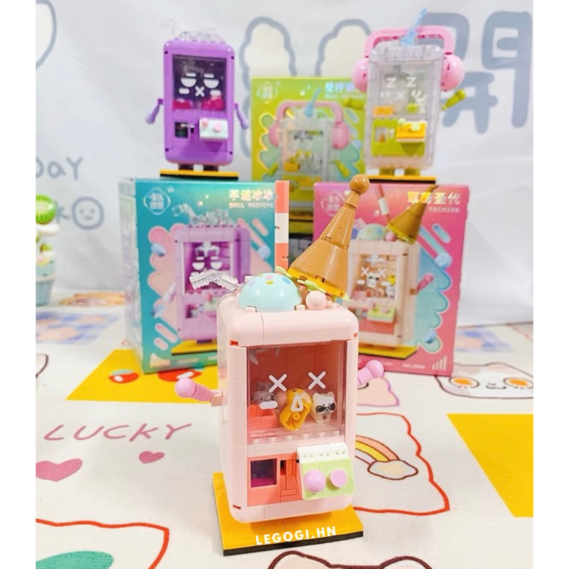 Đồ chơi xếp hình Legogi MÁY GẮP THÚ DOLL MACHINE mô hình lắp ráp trang trí phòng quà tặng sinh nhật