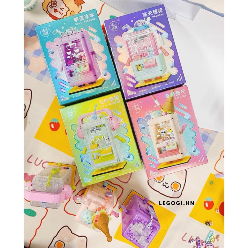 Đồ chơi xếp hình Legogi MÁY GẮP THÚ DOLL MACHINE mô hình lắp ráp trang trí phòng quà tặng sinh nhật
