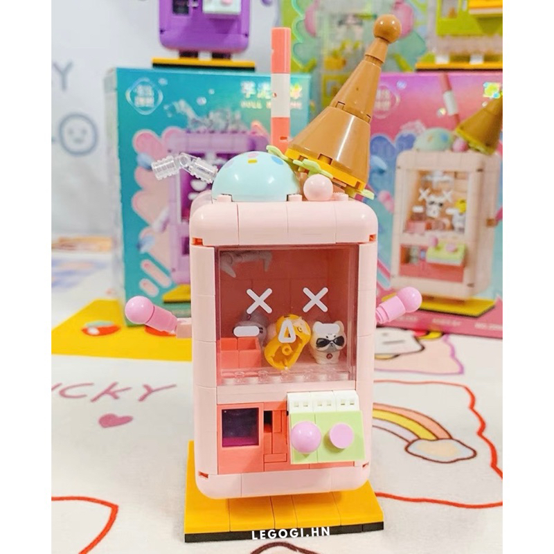 Đồ chơi xếp hình Legogi MÁY GẮP THÚ DOLL MACHINE mô hình lắp ráp trang trí phòng quà tặng sinh nhật