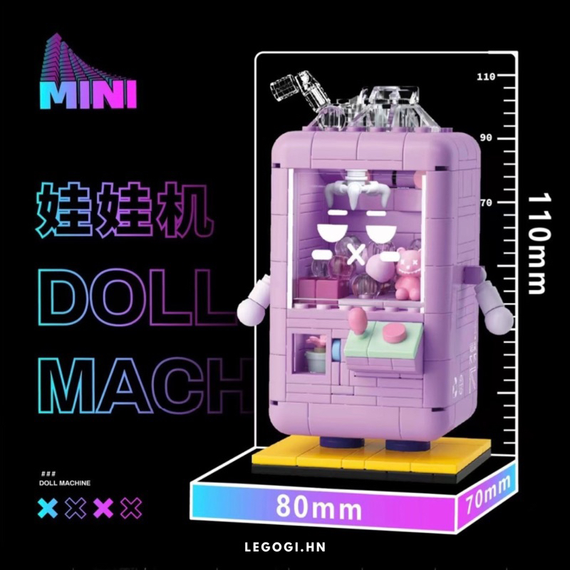 Đồ chơi xếp hình Legogi MÁY GẮP THÚ DOLL MACHINE mô hình lắp ráp trang trí phòng quà tặng sinh nhật
