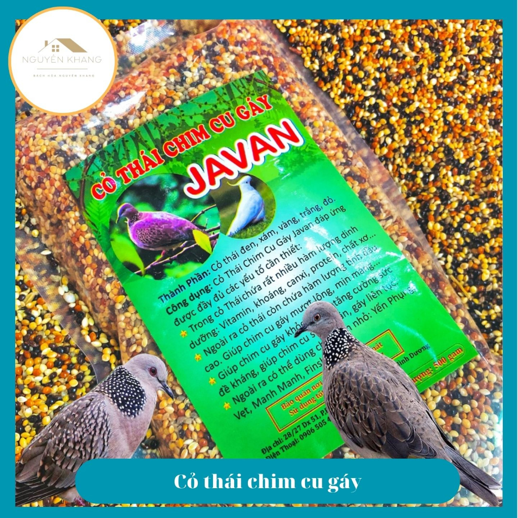 Thức ăn cỏ thái ngũ sắc, kê trộn chim cu gáy, Yến Phụng, Finch, 7 màu, đóng túi 500gram